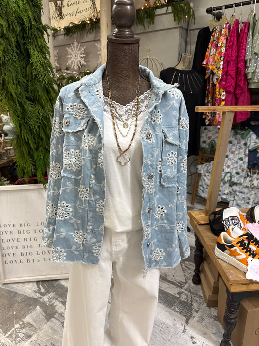 Embroidery Jacket-Lt Denim