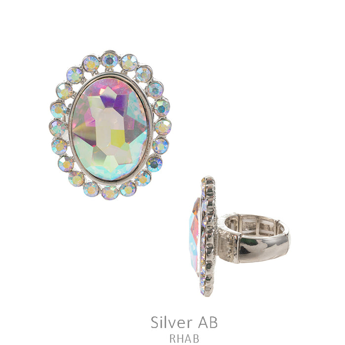 AB Glass Stone Oval Pave Ring