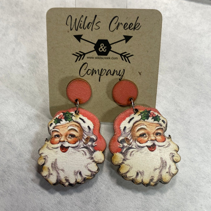 Pink Santa Face Earring
