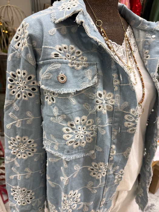 Embroidery Jacket-Lt Denim