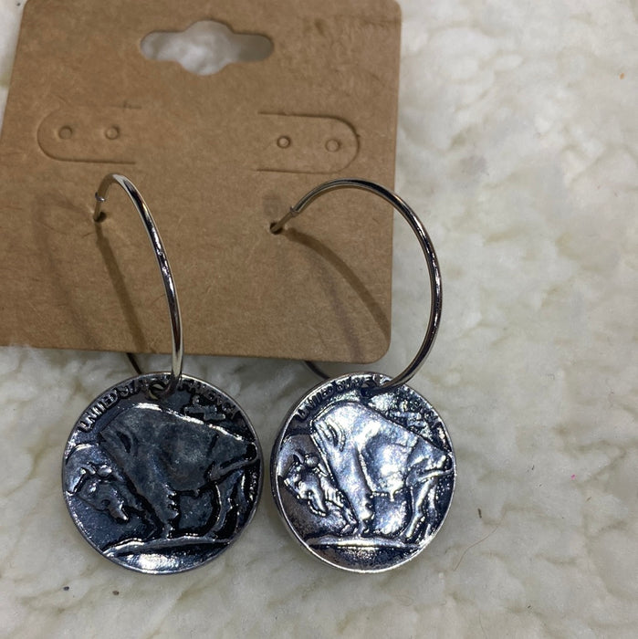 Large Buffalo Nickel Earring