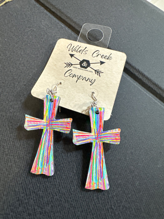 Watercolor Cross Earrings