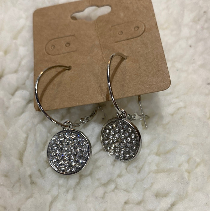 LARGE Silver Rhinestone Earring