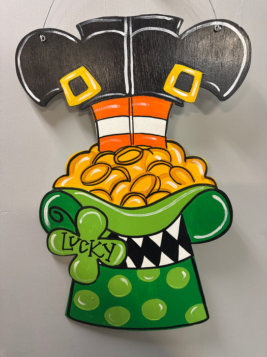 St. Patrick Hat Boots gold Door Hanger (UNPAINTED)