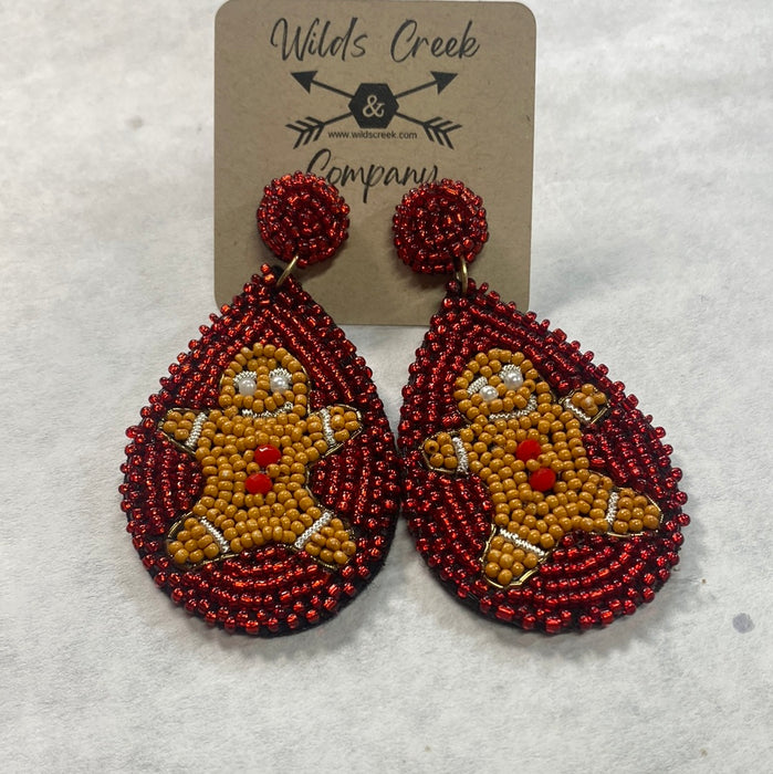 Gingerbread Beaded Earring