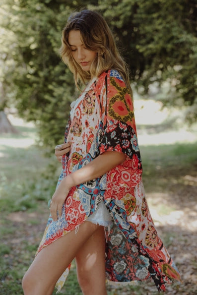 Boho Floral Patchwork Kimono