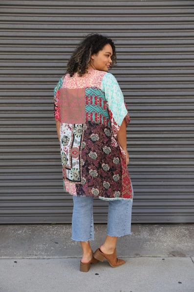 Boho Floral Patchwork Kimono extended size