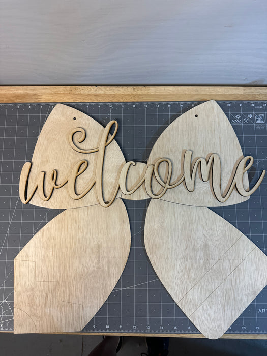 Welcome Pencil Bow Door Hanger (unpainted)