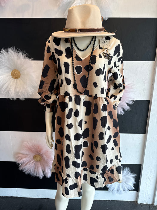 CHEETAH PRINT LONG SLEEVE DRESS