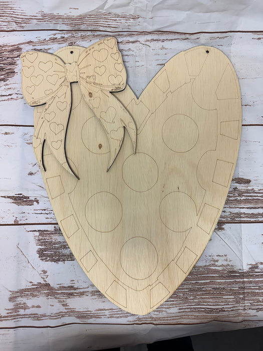 Heart with Bow Door Hanger (UNPAINTED)