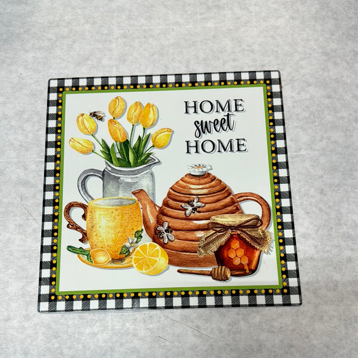 HOME SWEET HOME METAL SIGN  8 X 8"