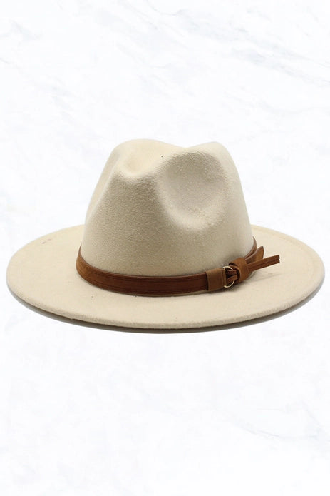 Retro Flat Brim Panama Hat with Leather Belt