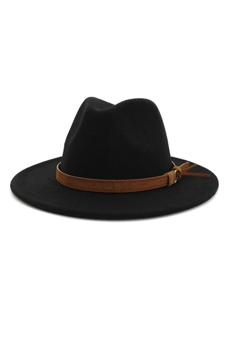 Retro Flat Brim Panama Hat with Leather Belt