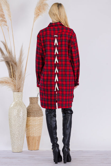 Monica Long Flannel Lace up shirt