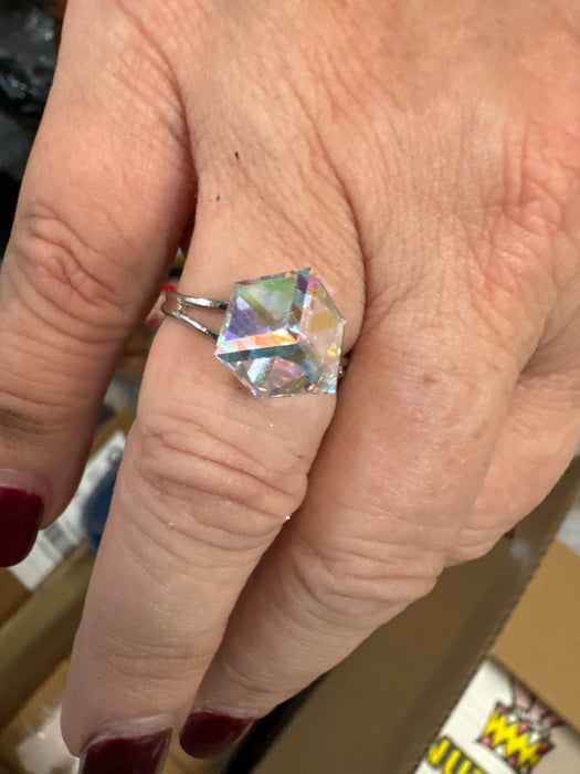 CUBED AB GLASS STONE RING