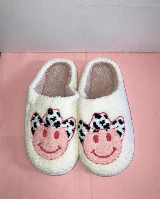 SMILEY FACE COWBOY SLIPPERS