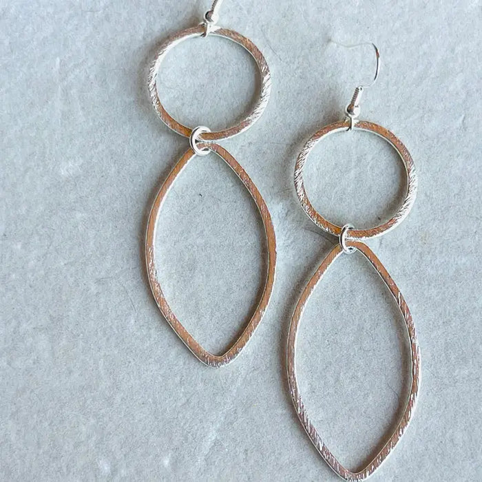 Silver Hoop and Oval Earrings