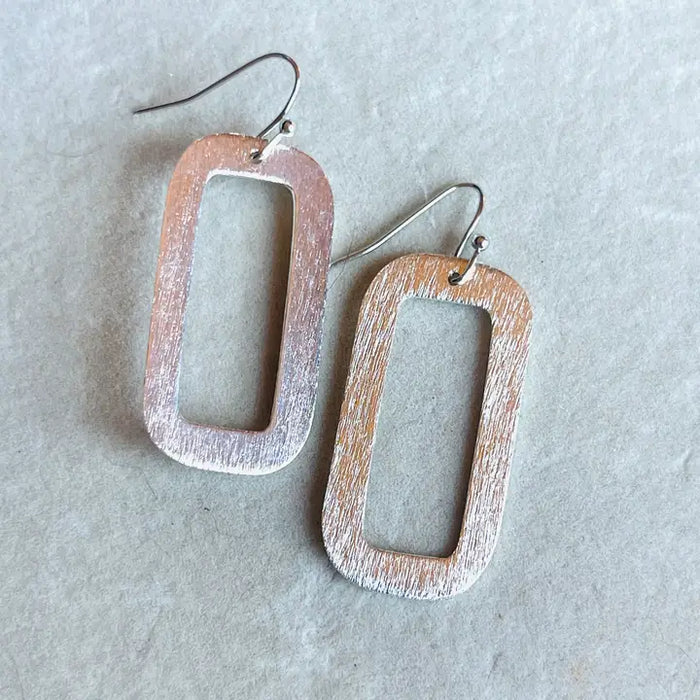 Silver Rectangle Earrings