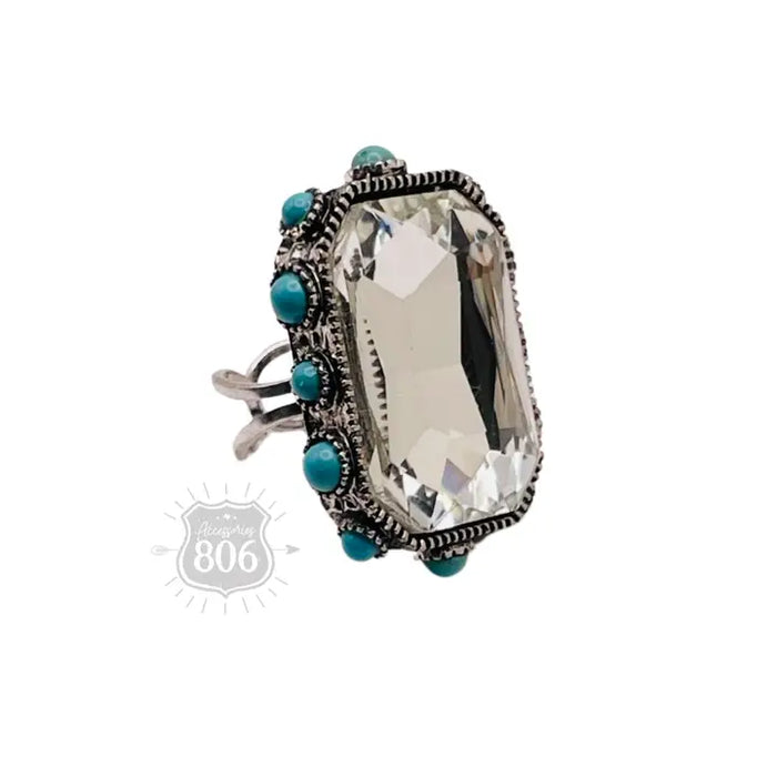 RHINESTONE OCATAGON RING