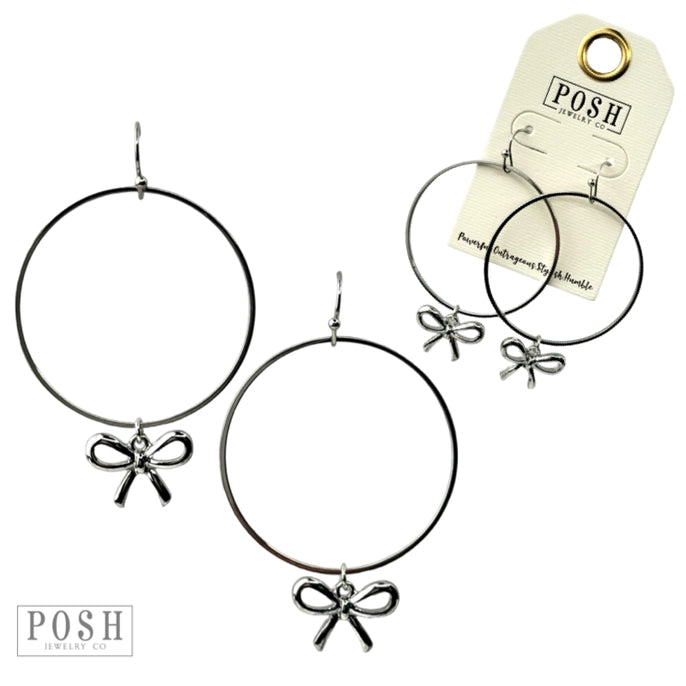 Bow Charms On A Circle Hoop Earring