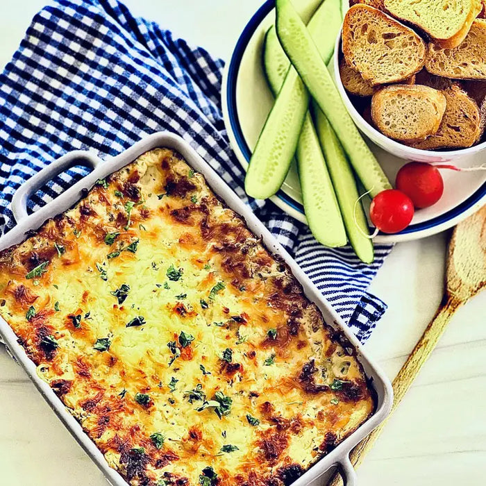 Baked Spinach Artichoke Dip & Cheeseball Mix