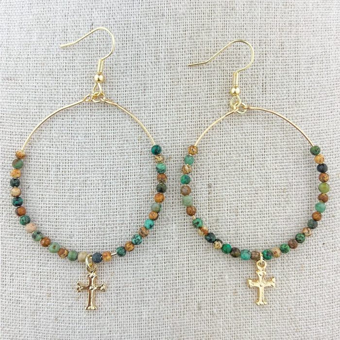 Crystal Earrings BEADED WITH CROSS