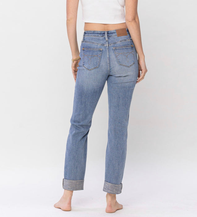 JUDY BLUE SINGLE CUFF BOYFRIEND JEAN