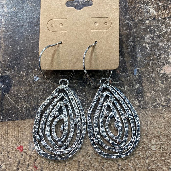 Large Silver Geometric Design earring