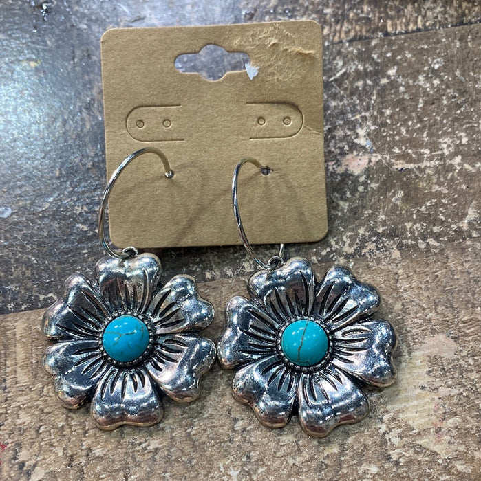 Silver & Turquoise Flower earring