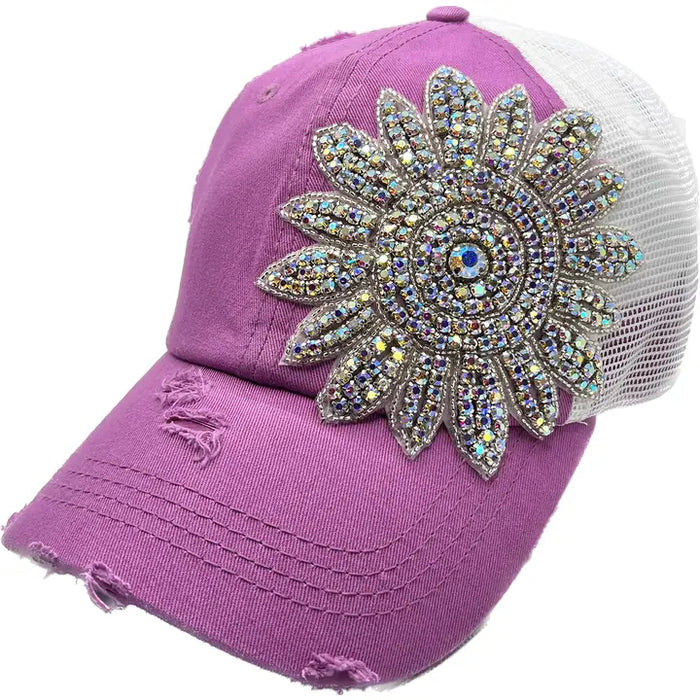 Crystallized Flower Trucker Hat