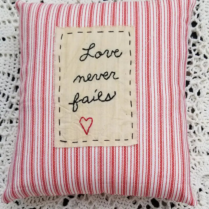 Love Never Fails Handmade Pillow