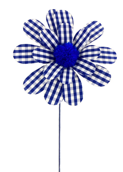 Gingham sunflower Spray blue