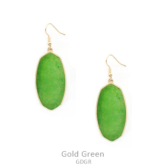 GREEN STONE GEOMETRIC EARRING