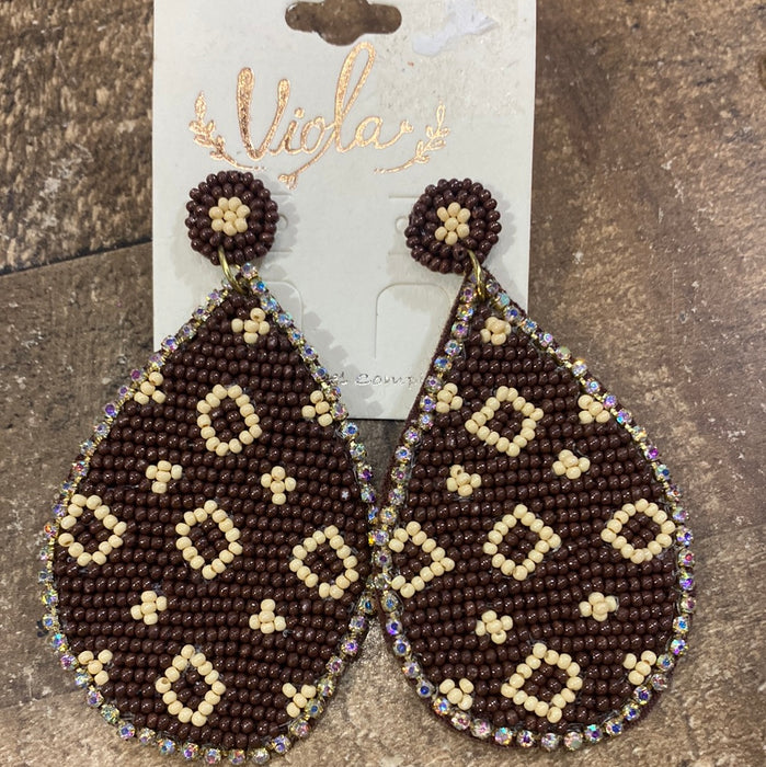 BROWN LOOK ALIKE BRAND BEADED EARRING