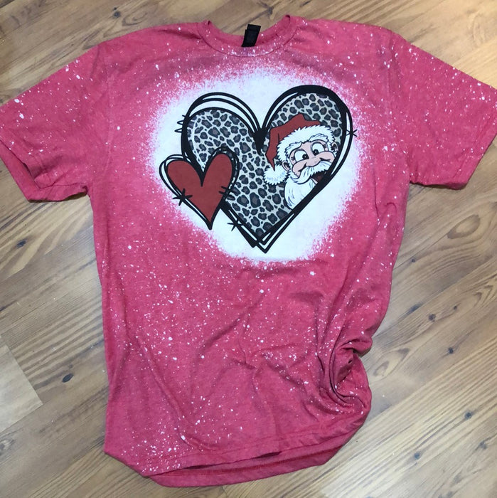 Cheetah Heart with Peaking Santa Shirt