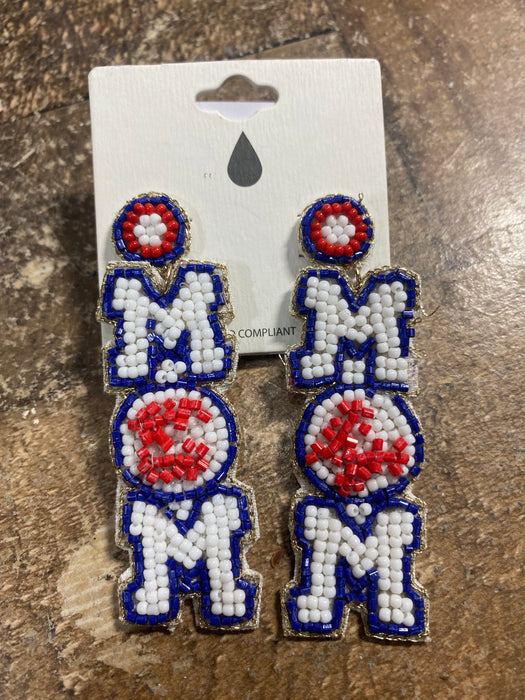 BEADED MOM BASEBALL  Earring