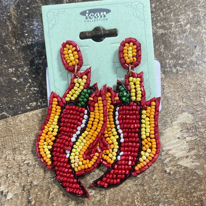 Pepper Seed Bead Post Dangle Earrings