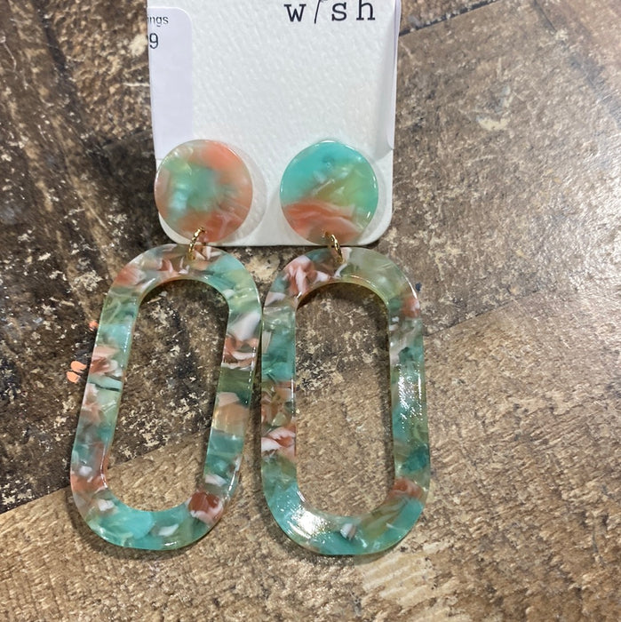 MINT Cut-Out Oval Acetate Post Dangle Earrings