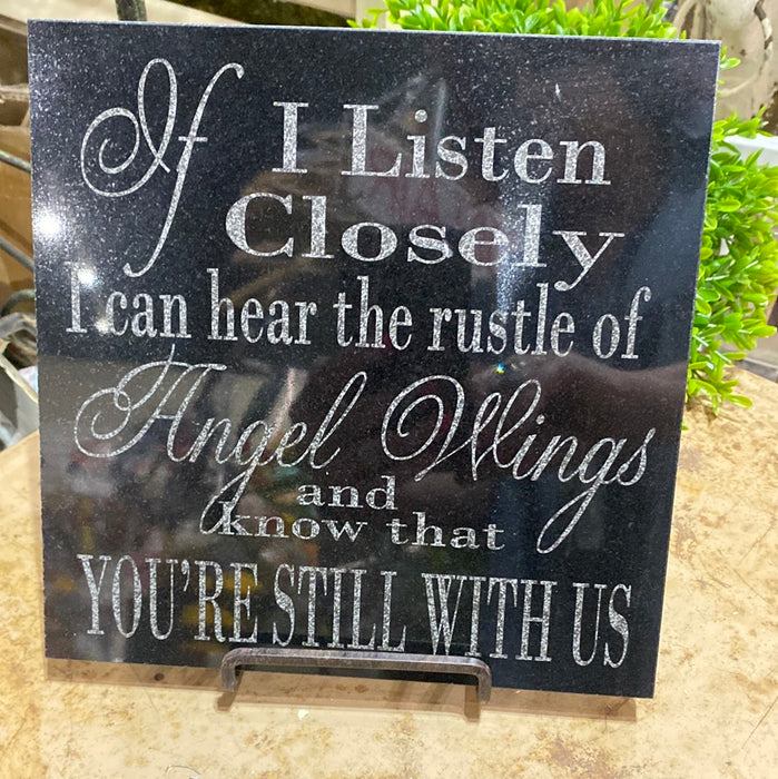 8 X8  ENGRAVED ANGEL WINGS GRANITE TILE